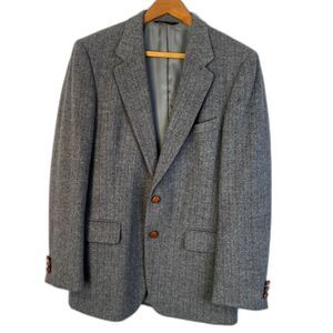 Aldo Rossini Camel Hair & Wool Career Blazer Sport Coat Gray Pin Striped Sz 38R